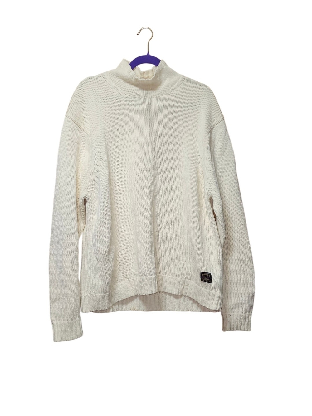 Vintage Polo Jeans Co Ralph Lauren Cream Ribbed Knit Mockneck Sweater Mens XL